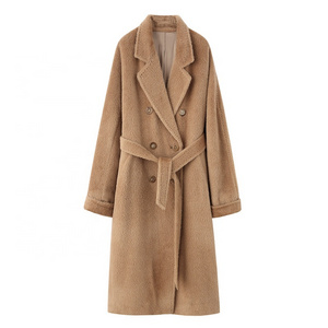 High-end famous brand light luxury Su Li cashmere coat Women's Mid-length thickened winter alpaca wool woolen coat one piece