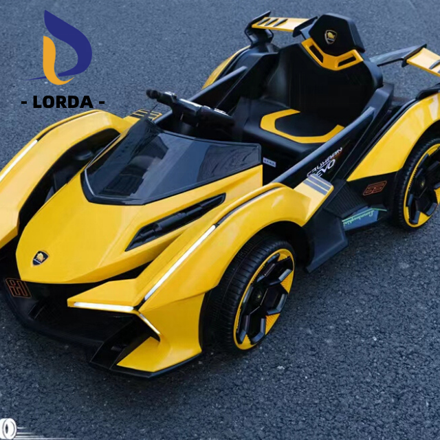 Lorda New Style Customizable Ride-on Cars Sports Car Yellow Electric Cars for Kids with Multifunction