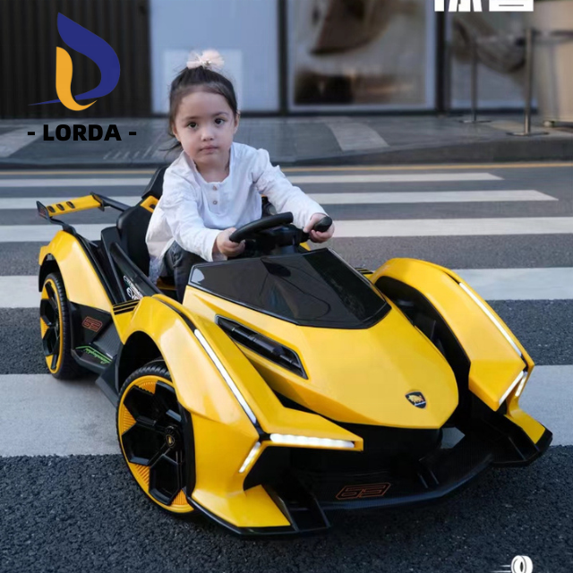 Lorda New Style Customizable Ride-on Cars Sports Car Yellow Electric Cars for Kids with Multifunction