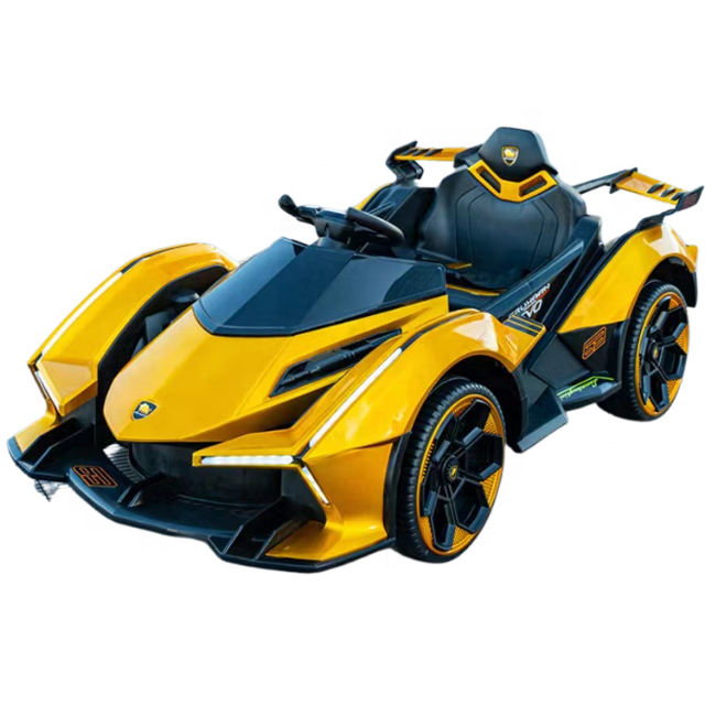 Lorda New Style Customizable Ride-on Cars Sports Car Yellow Electric Cars for Kids with Multifunction