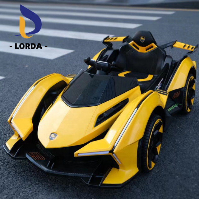 Lorda New Style Customizable Ride-on Cars Sports Car Yellow Electric Cars for Kids with Multifunction