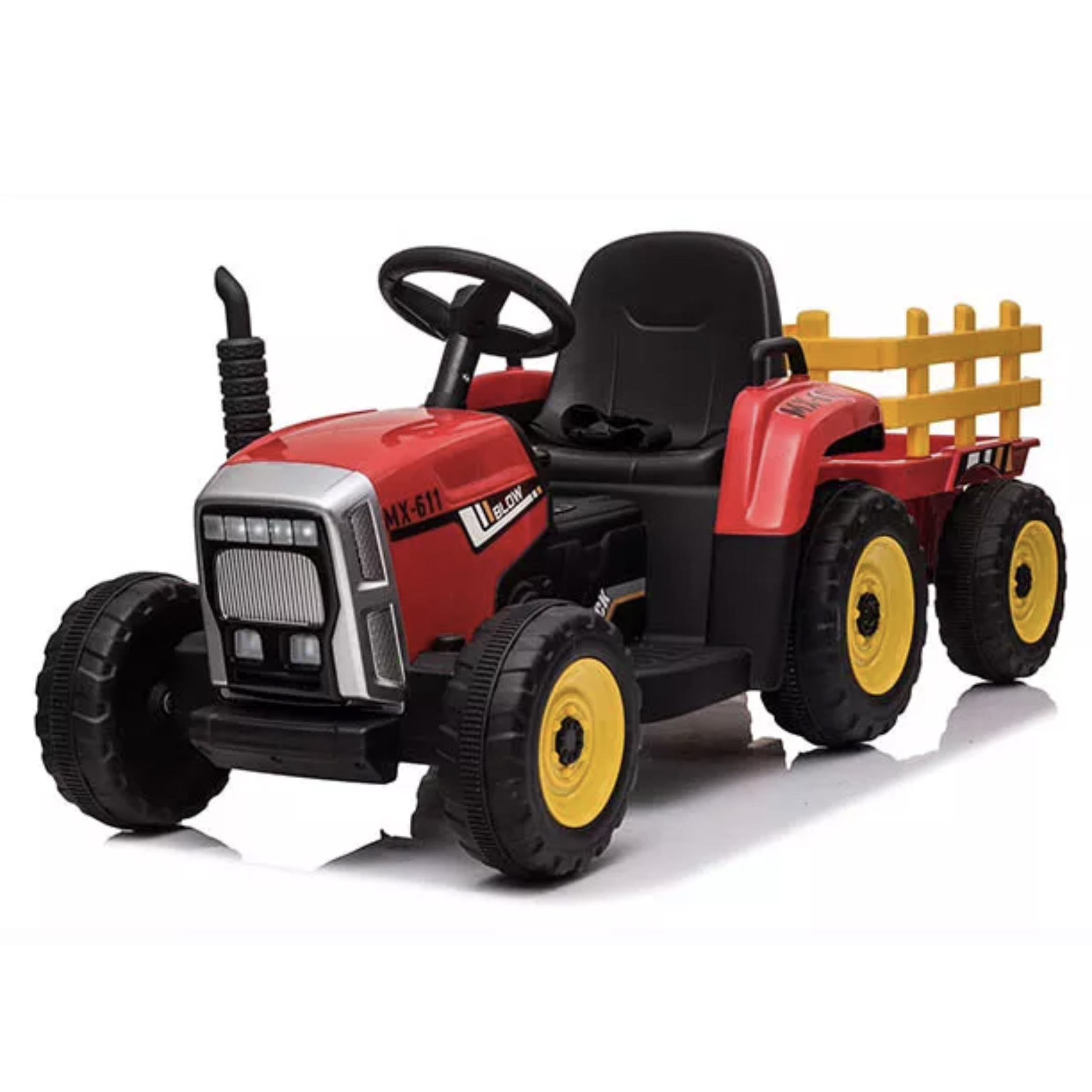 12V Ride on Car Toy Baby Battery Operated Ride on Farm Tractor for Kids With Trailer