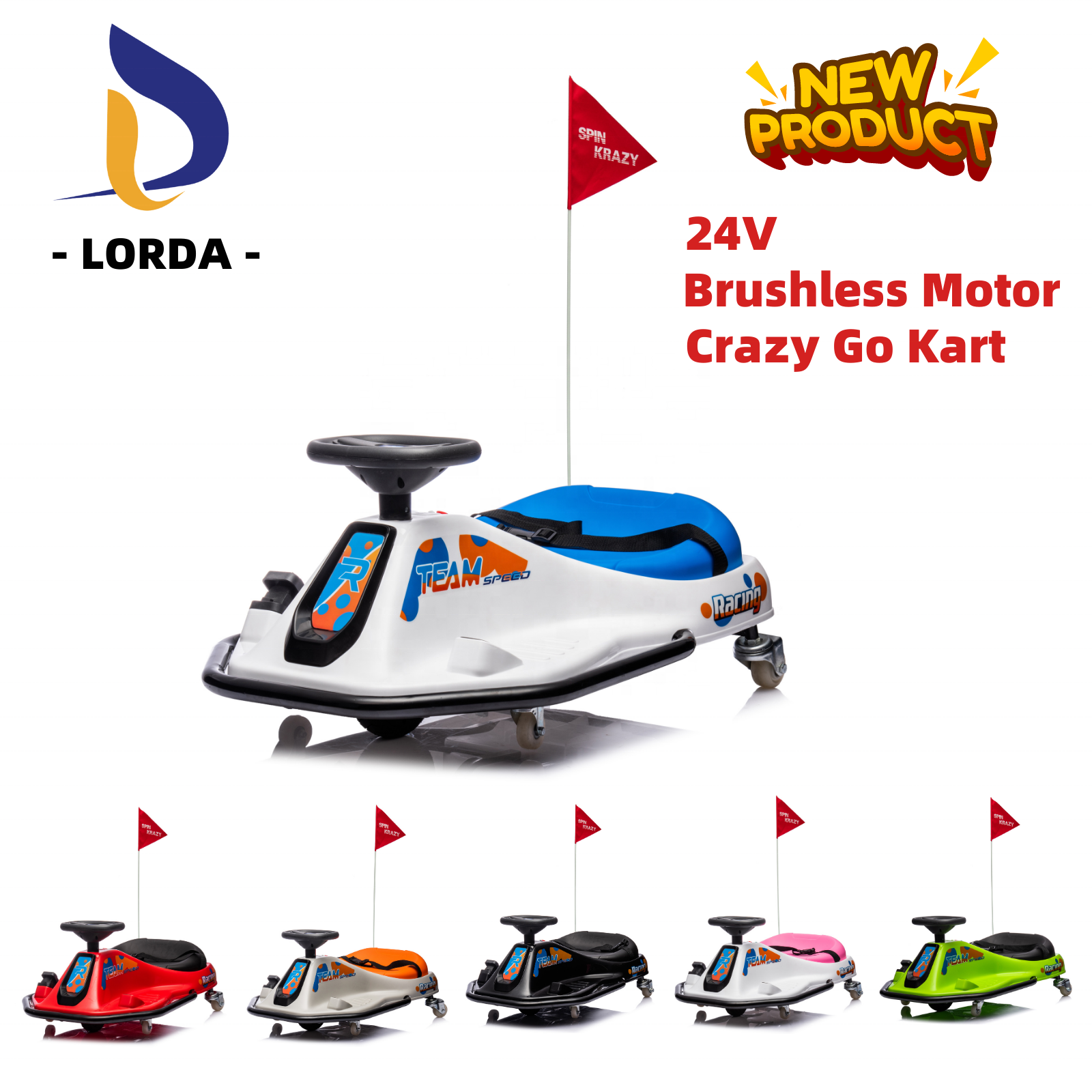 Lorda 2023 new arrivals electric drift cart ride-on cars blue 24V 12V crazy cart drift kids toys kids electric go karts for kids