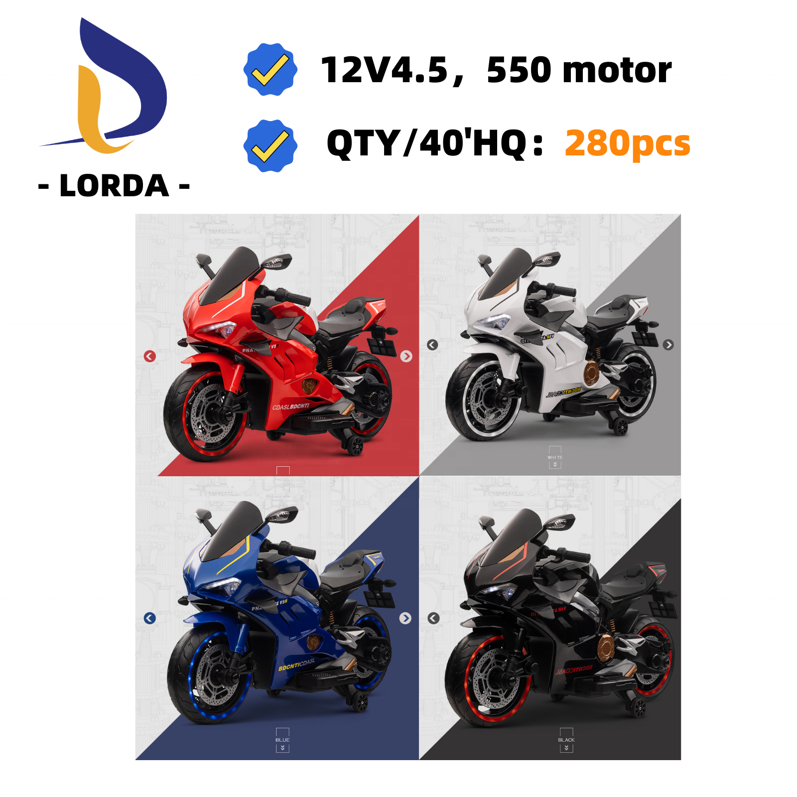 Lorda black 12V battery children motorcycle electric kids electric bike motorcycles for kids 8 years old