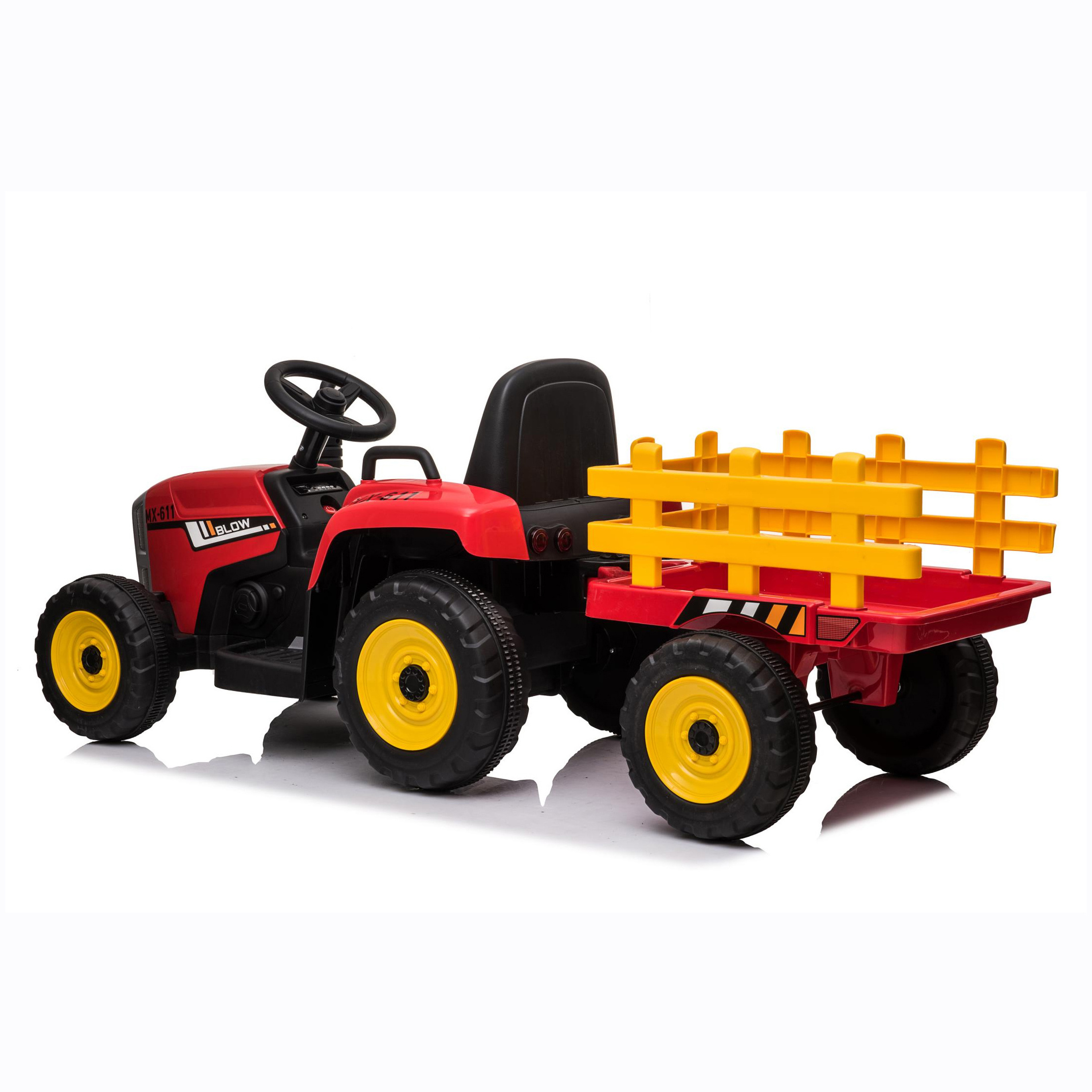 12V Ride on Car Toy Baby Battery Operated Ride on Farm Tractor for Kids With Trailer