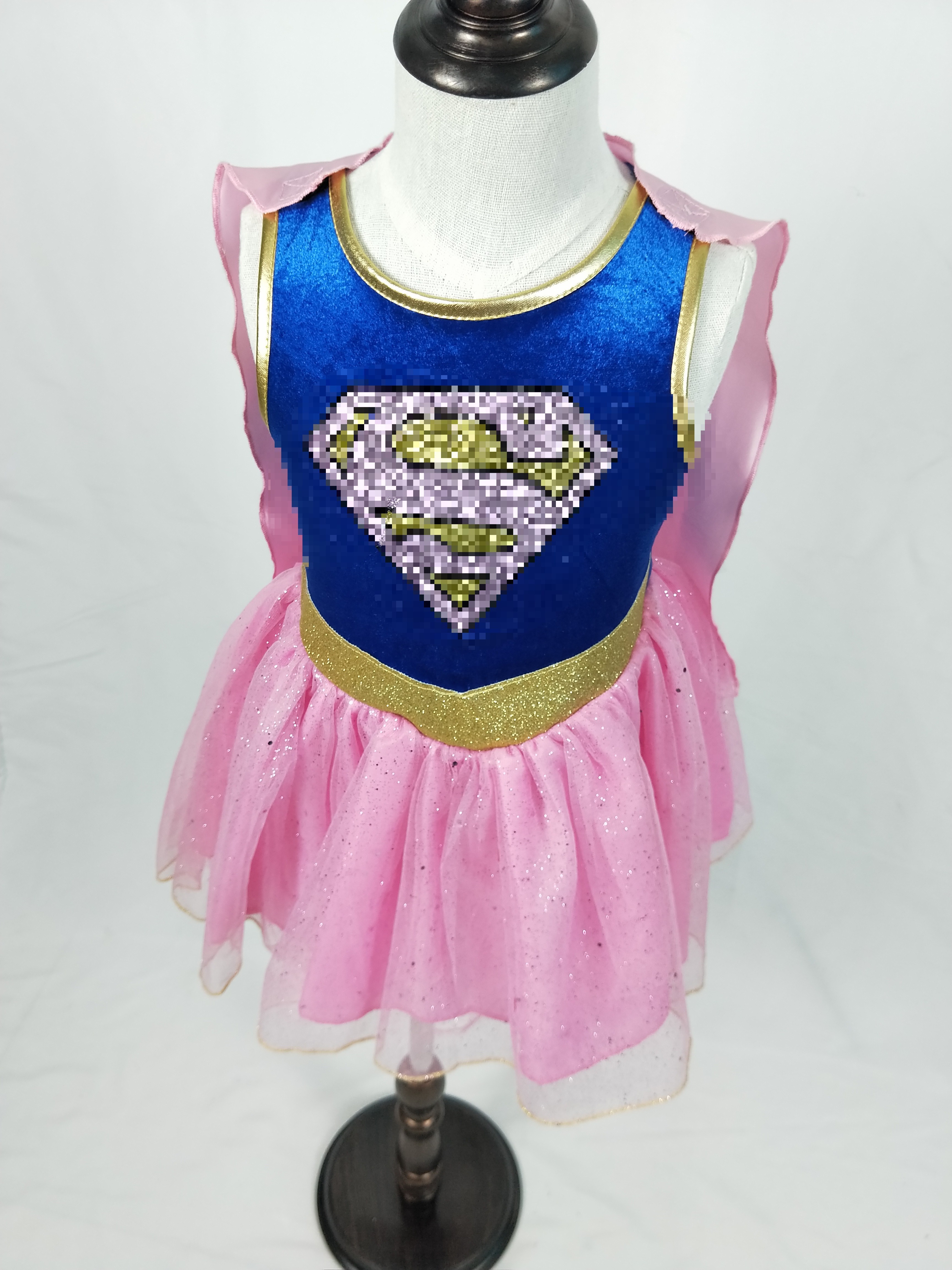 2020  halloween carnival kids cloak sleeveless costume supergirl mesh dresses