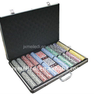 Professional 1000pc Poker Chips Set Custom Poker Set With Aluminum Case Dealer Buttons, 2 Decks of Cards and 5 Dices