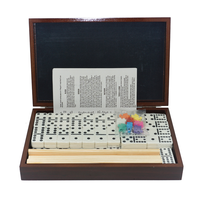 Custom luxury double twelve wooden domino set in wood box