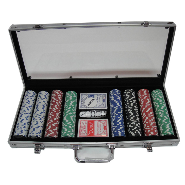 Transparent briefcase 400 poker chips set