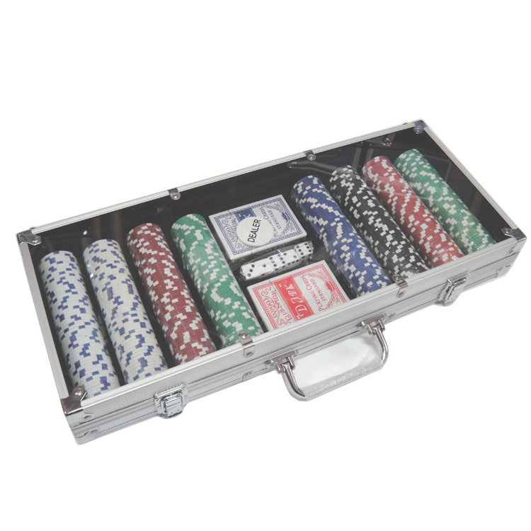 Transparent briefcase 400 poker chips set