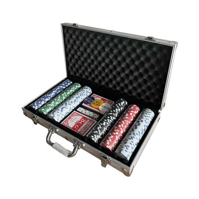 Factory Supply Custom Ceramic Poker Chip 300 Casino Poker Set With Aluminium Case Playing Cards Dealer Button