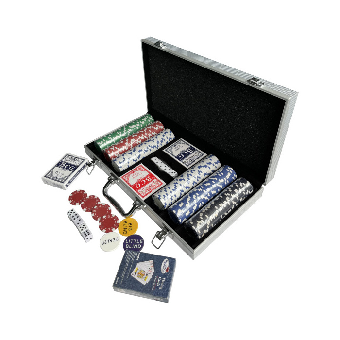 Factory Supply 300pcs Custom Ceramic Poker Chip Exas Hold'em Style Poker Set Aluminum Case