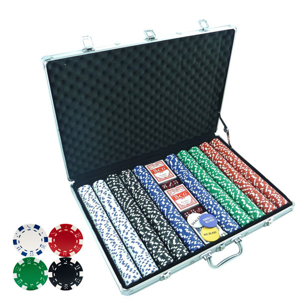 Promotion 1000 Poker Chip Set With Silver Poker Set In Aluminum Case