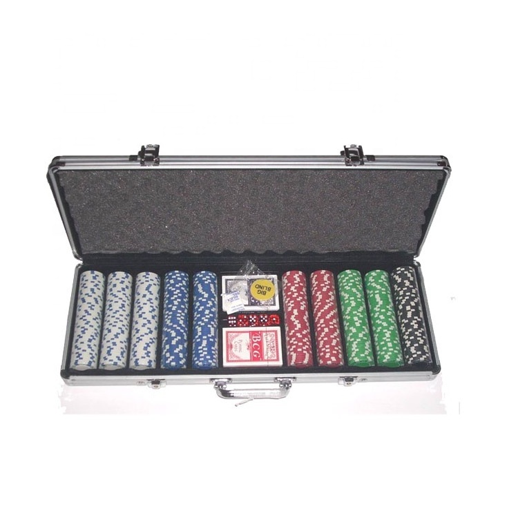 Durable aluminum case 500 chip poker set casino games