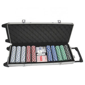 Casino professional 500 poker chip set in trolley aluminum case