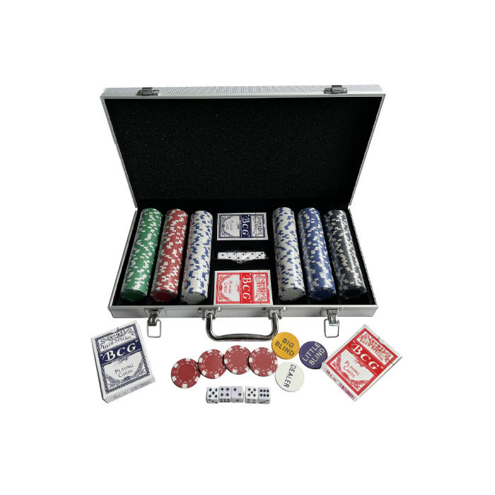 Factory Supply 300pcs Custom Ceramic Poker Chip Exas Hold'em Style Poker Set Aluminum Case