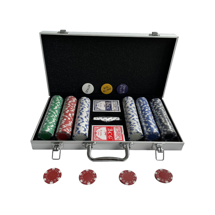 Factory Supply 300pcs Custom Ceramic Poker Chip Exas Hold'em Style Poker Set Aluminum Case