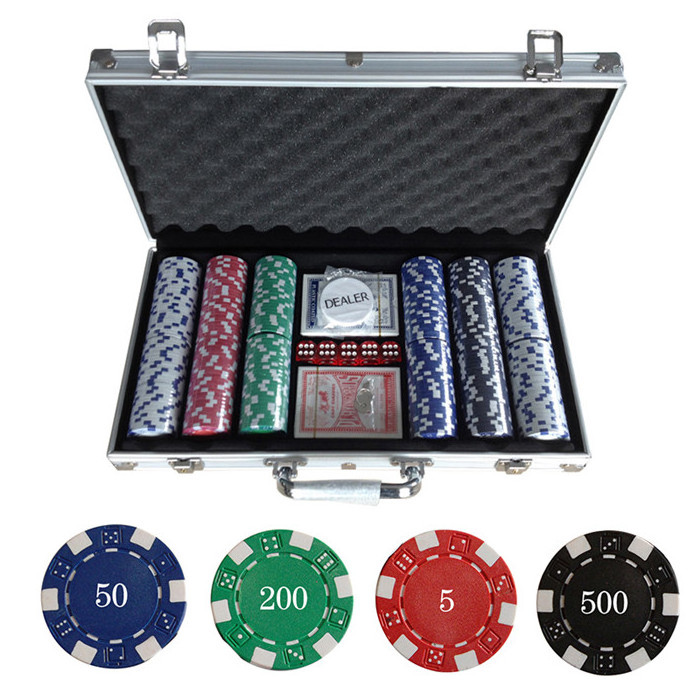 Professional casino chips Aluminum 300 poke case with playing card and dice