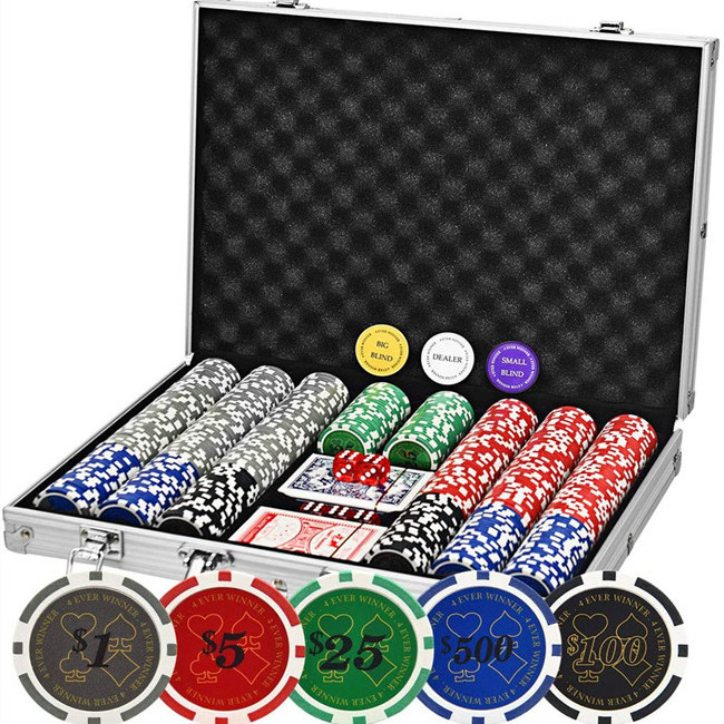 100 200 300 or 500 custom poker chips complete casino chips sets In aluminum case with card dice and keys