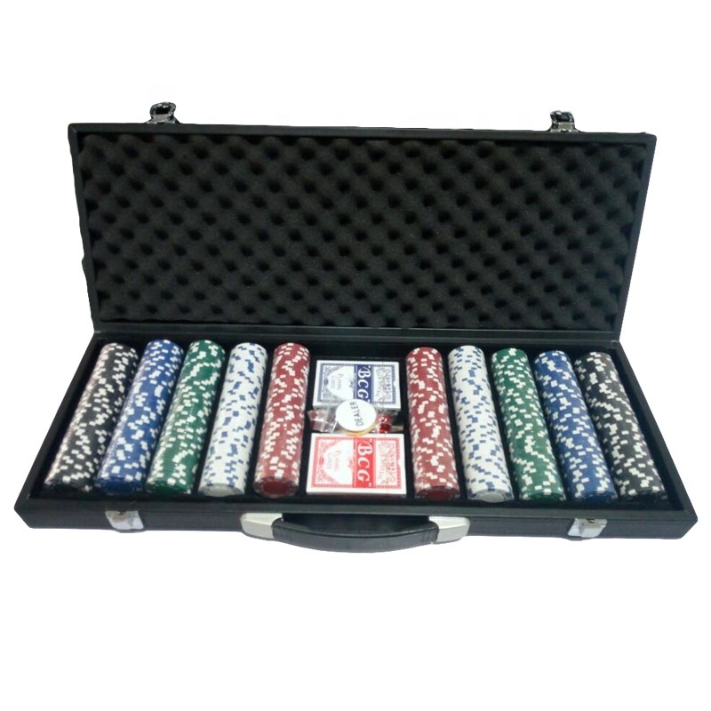 Standard 11.5g 14g Clay 500 Casino Poker Chip Set in Leather Case