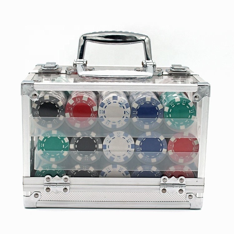 Gaming casino aluminum 600 poker chip set with acrylic case