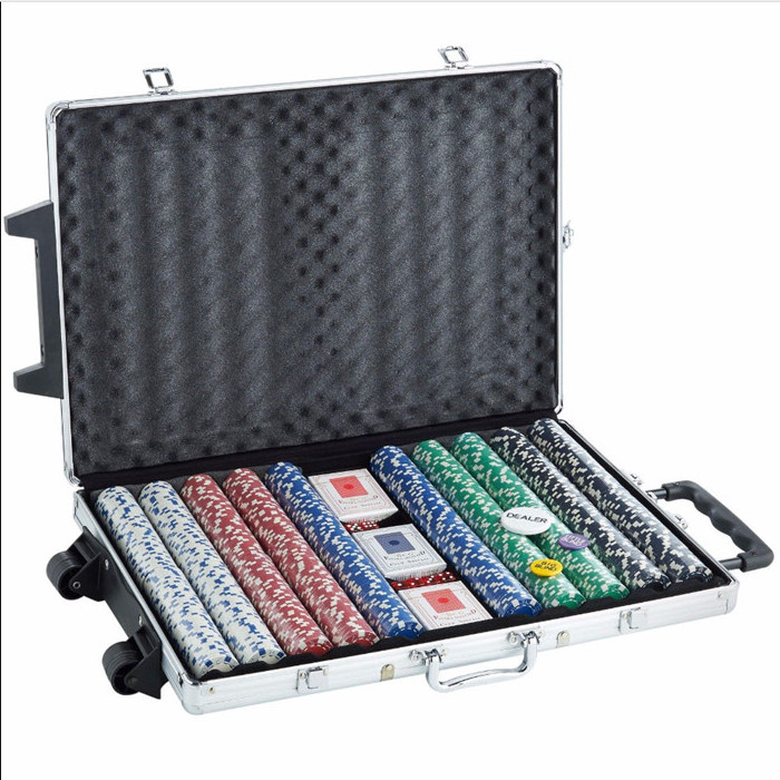 1000pcs  poker chip sets with aluminium case poker chips plaque