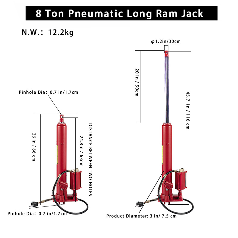 Hydraulic/Pneumatic air Picker 8 Tons/17363 lbs Long Ram Jack For Engine Crane