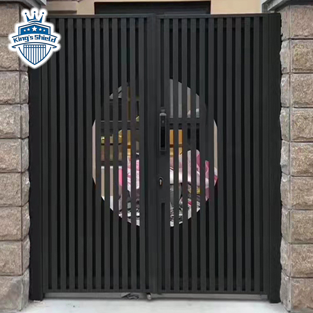 Modern Walkway Electric Pedestrian Passageway Grille Gate Straight Portal Design slat Aluminium Swing gate for house yard