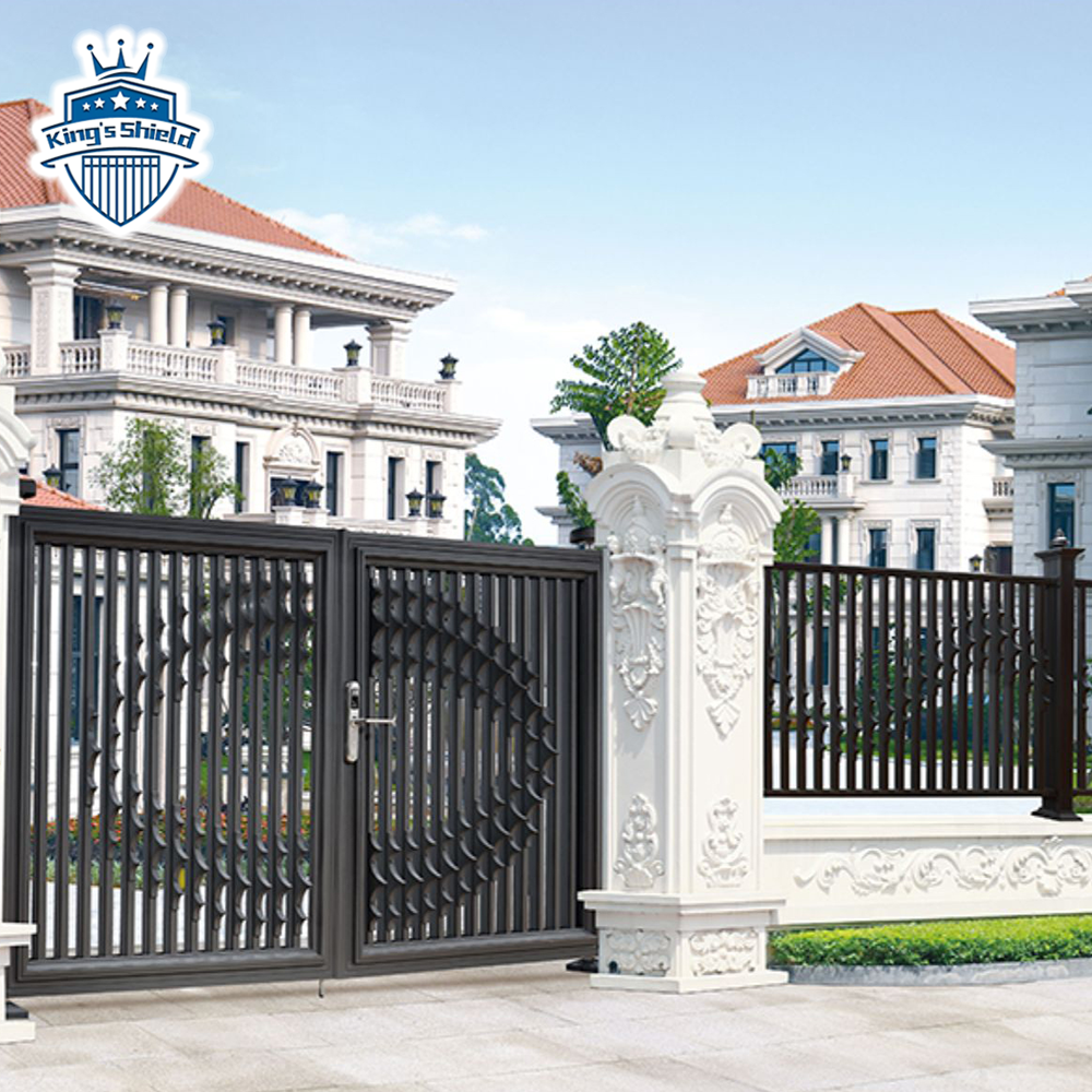 Modern Walkway Electric Pedestrian Passageway Grille Gate Straight Portal Design slat Aluminium Swing gate for house yard