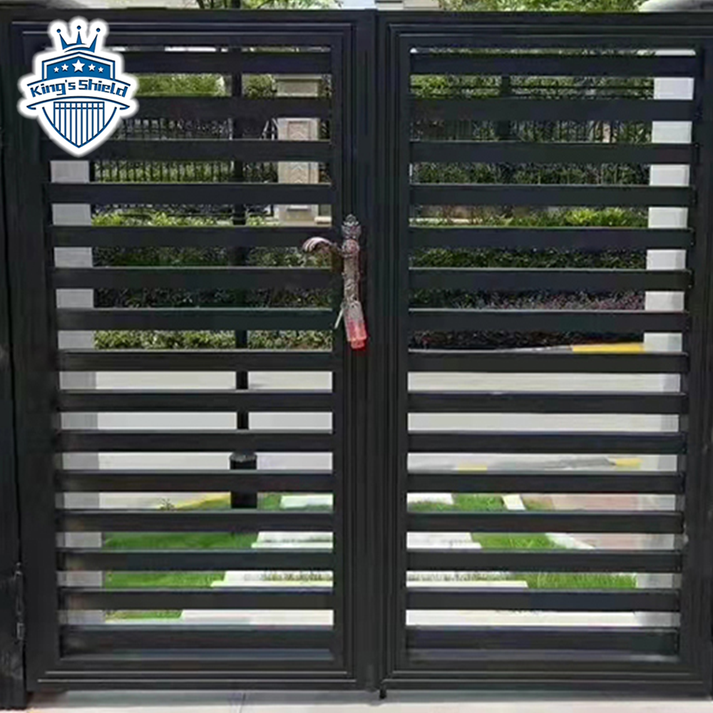 Modern Walkway Electric Pedestrian Passageway Grille Gate Straight Portal Design slat Aluminium Swing gate for house yard