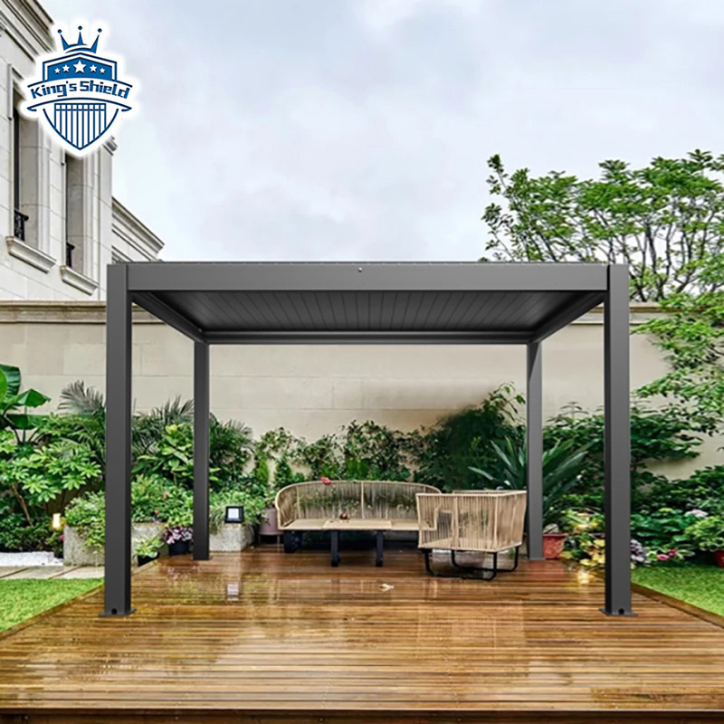 4*4Outdoor garden yard electric louvre roof remote control motorized waterproof luxury gazebo garden pavillon aluminum pergola