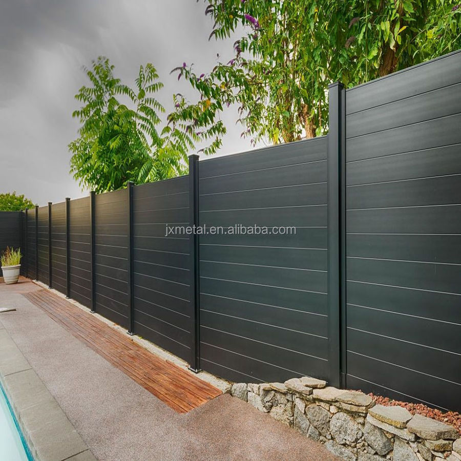 Modern design modular fence aluminum metal  horizontal yard privacy slat fence panels outdoor garden fence