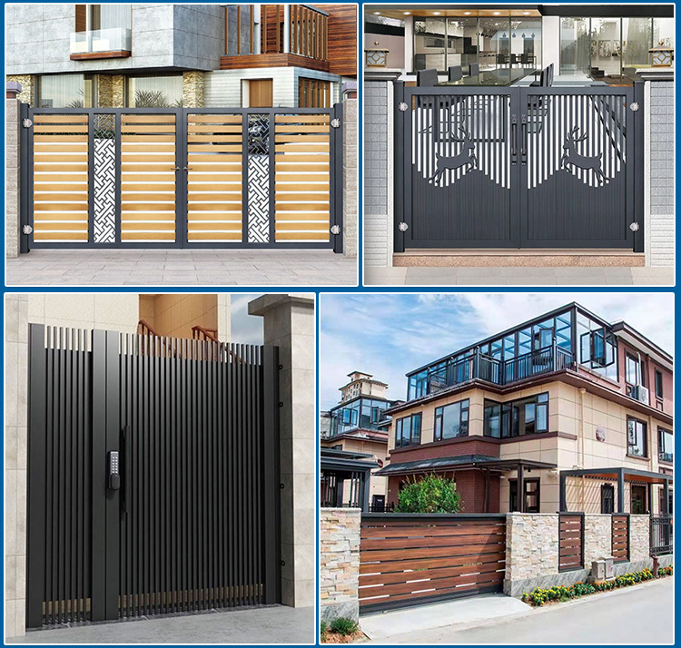 Modern Automatic Swing Decorative Gate Design Iron Aluminum Main Driveway Gate Villa Metal Garden Gate for houses