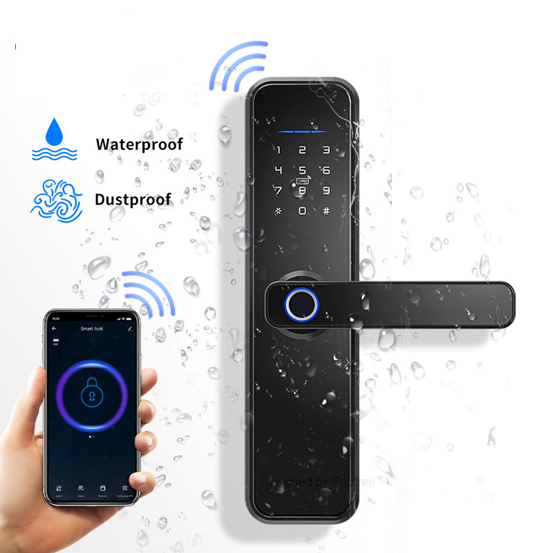 Waterproof WiFi App Smart Door Lock Biometric lock fingerprint door handle Digital Keyless lock