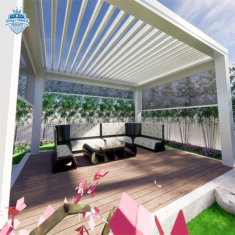 Customized manufacturer designs Cheap DIY Motorized Patio Cover Aluminum Freestanding Louvre Shade Pergola Garden Gazebo