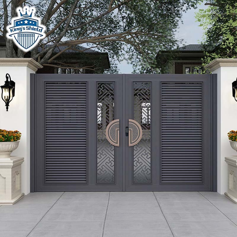 High Quality House Gates Driveways Gated Electric Simple Design Tubular Swing Aluminum Driveway Gate