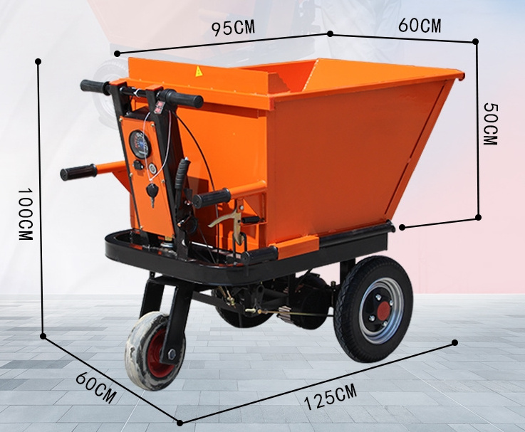 Metal Tray Wheelbarrow for Construction,  Dumper Truck Electric Tricycle