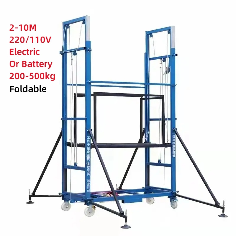 300kg 500kg New fold adjustable portable electric scaffold 6m lift platform safety elevator automatic remote control mobile lift