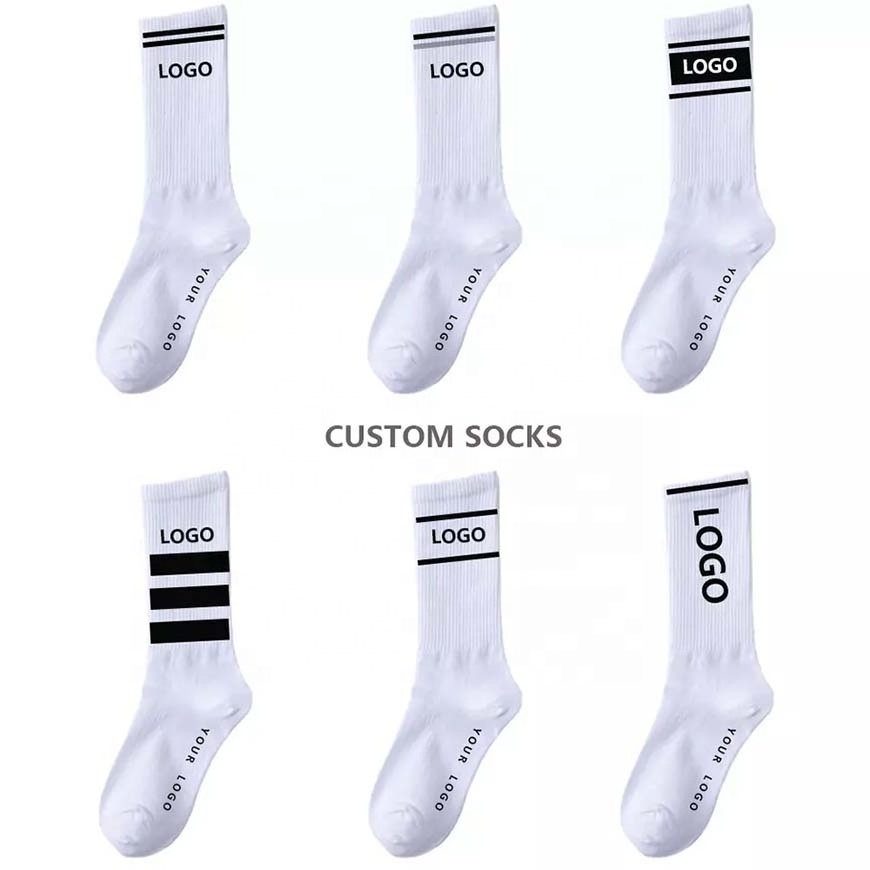 High quality jacquard knitted letter wholesale crew cotton socks sports custom socks men