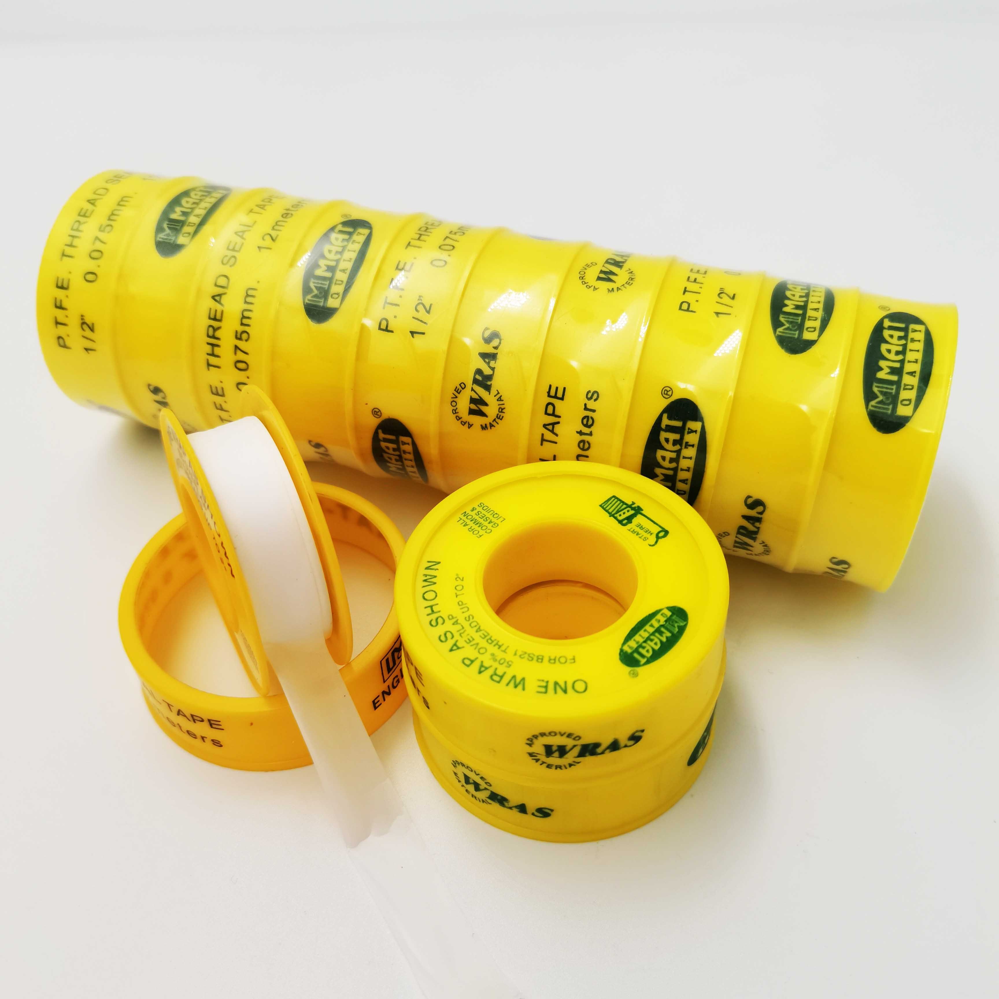 12mm White Yellow PTFE 100% ptfe thread seal tape good quality waterproof