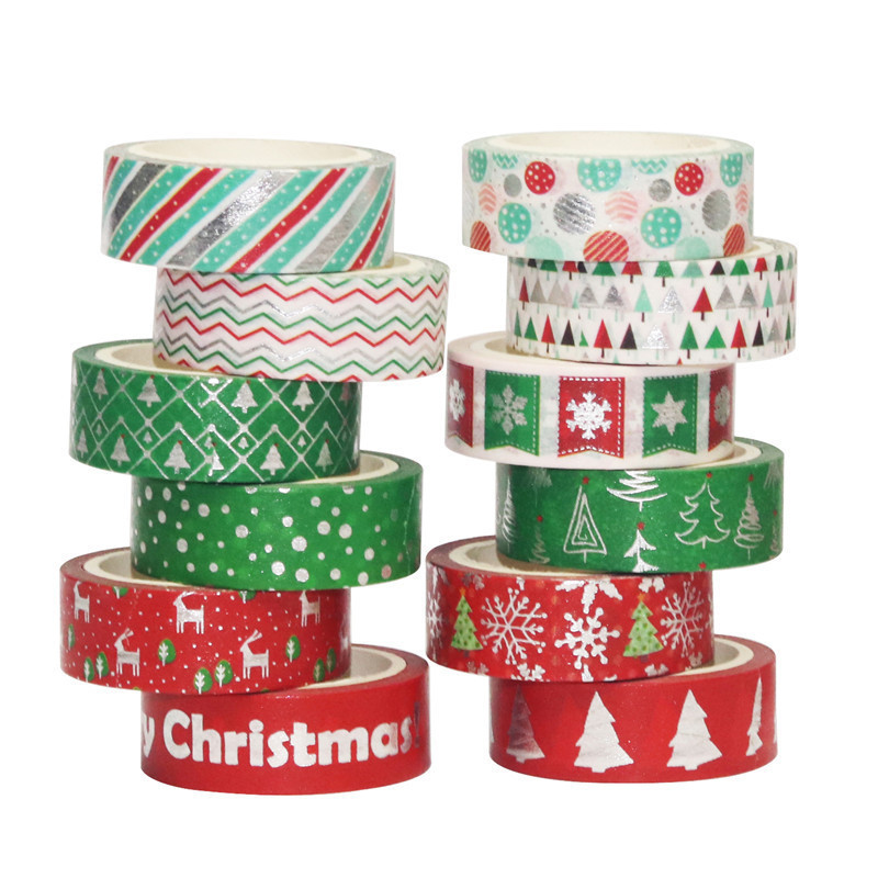 Christmas DIY Decor Planners Scrapbooking Adhesive School and Party Supplies Washi Tapes Masking Decorative Paper Tapes