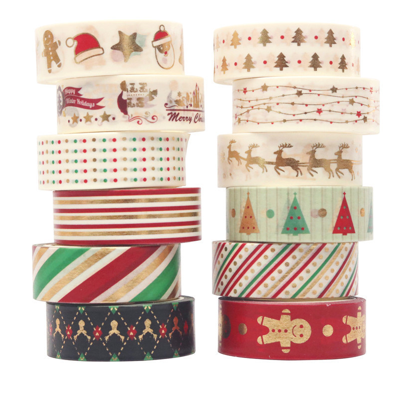 Christmas DIY Decor Planners Scrapbooking Adhesive School and Party Supplies Washi Tapes Masking Decorative Paper Tapes