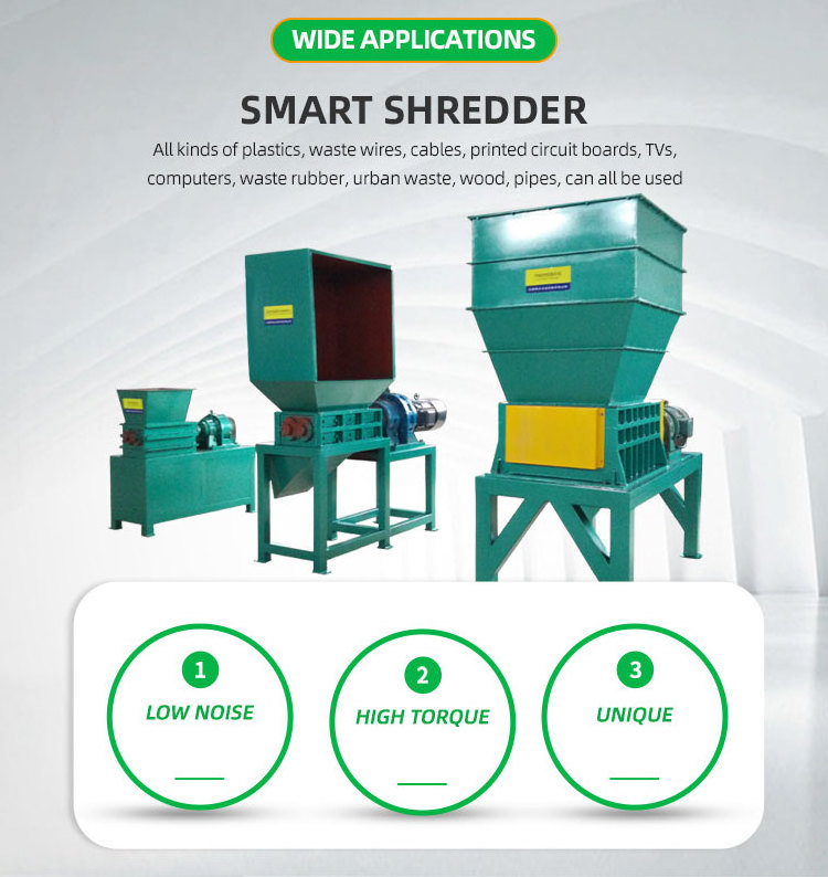 Four Shaft Shredder Machine Textile Tires Plastic Scrap Metal Cardboard Wood Plastic Waste Shredders