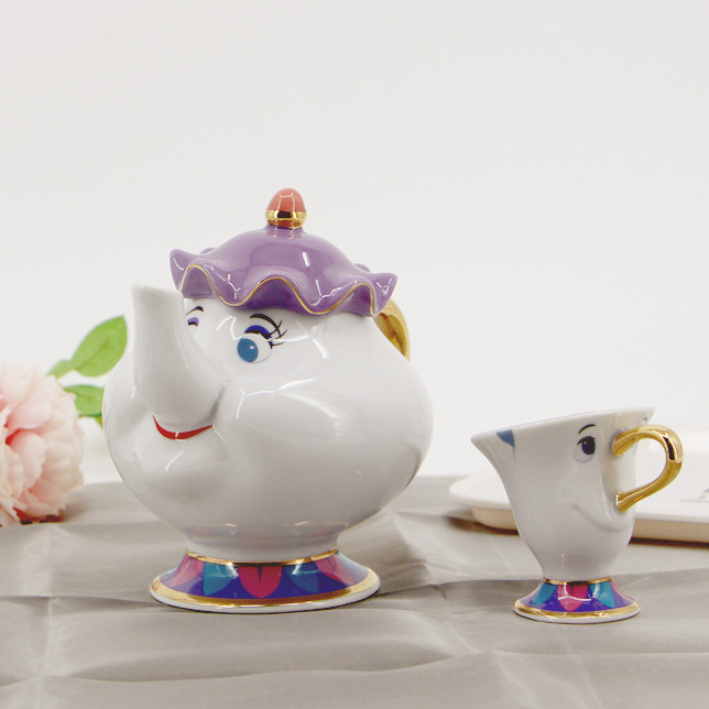 Beauty and the Beast Coffee Set Porcelain Cartoon Ceramic Cup Pot Mrs. Potts and Chip Luxury Tea Sets With Teapot