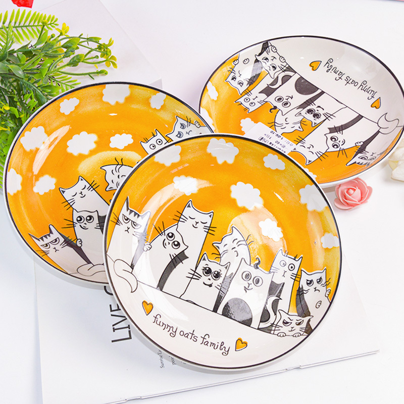 cat design ceramic dinner plate bone china home use dishes plates microwave safe plate