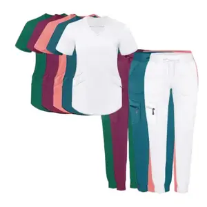 Wholesale Women Joggers Stretch Nursing Hospital Medical Uniforms Scrub Set Custom Logo Scrubs Uniforms Sets Fashionable Woven