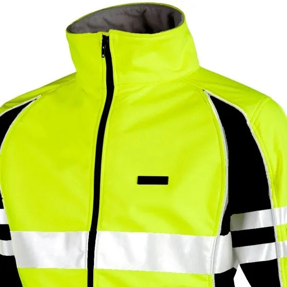 Class 3 Hi Vis Unisex Soft-Shell Jacket With Reflective Tapes Safety Coat