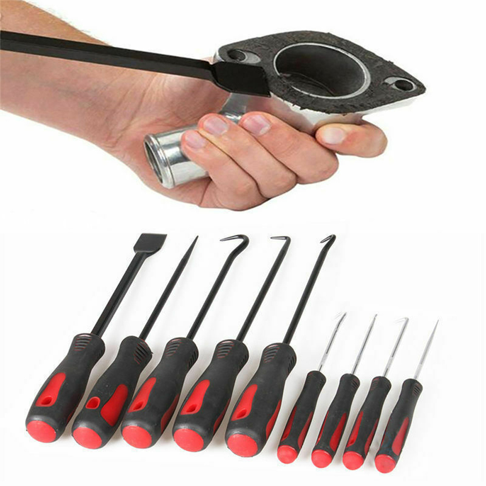 9pc Scraper Hook And Pick Set Removal Tool O Rings Seals Rubber Handle