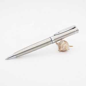 H1 Promotional classic stainless steel elegant metal silver twist ballpoint pen with custom logo pen