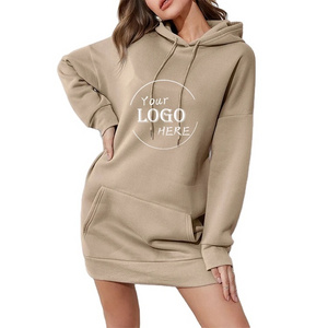 High Quality Wholesale Solid Color Slim Fit Women's Hoodie Dress Fashion Hoodie Dress For Women